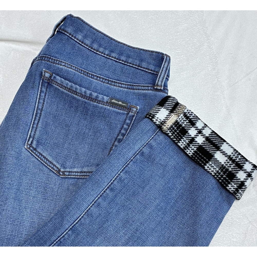 Eddie Bauer Thermal Jeans Womens Size 8 Relaxed Boyfriend Flannel Lined Denim